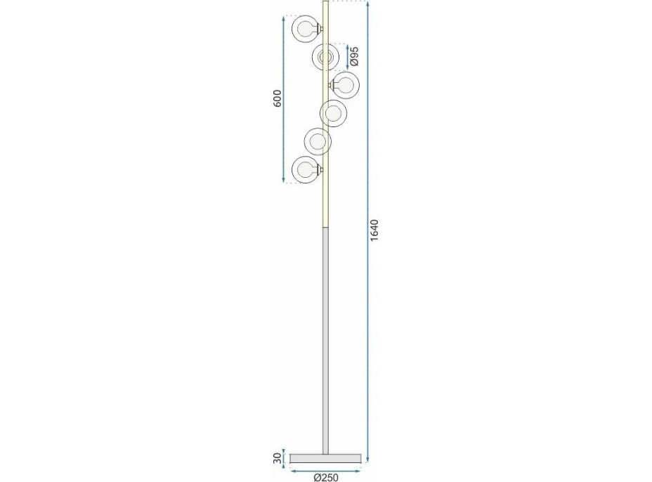 Stojacia lampa BUBBLE - zlatá/čierna