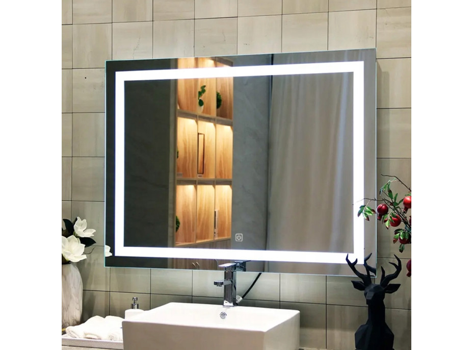 Obdĺžnikové zrkadlo REA ANGULAR 80x60 cm - s LED podsvietením