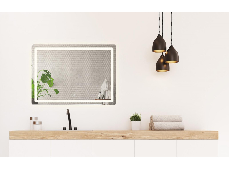 Obdĺžnikové zrkadlo REA ANGULAR 80x60 cm - s LED podsvietením