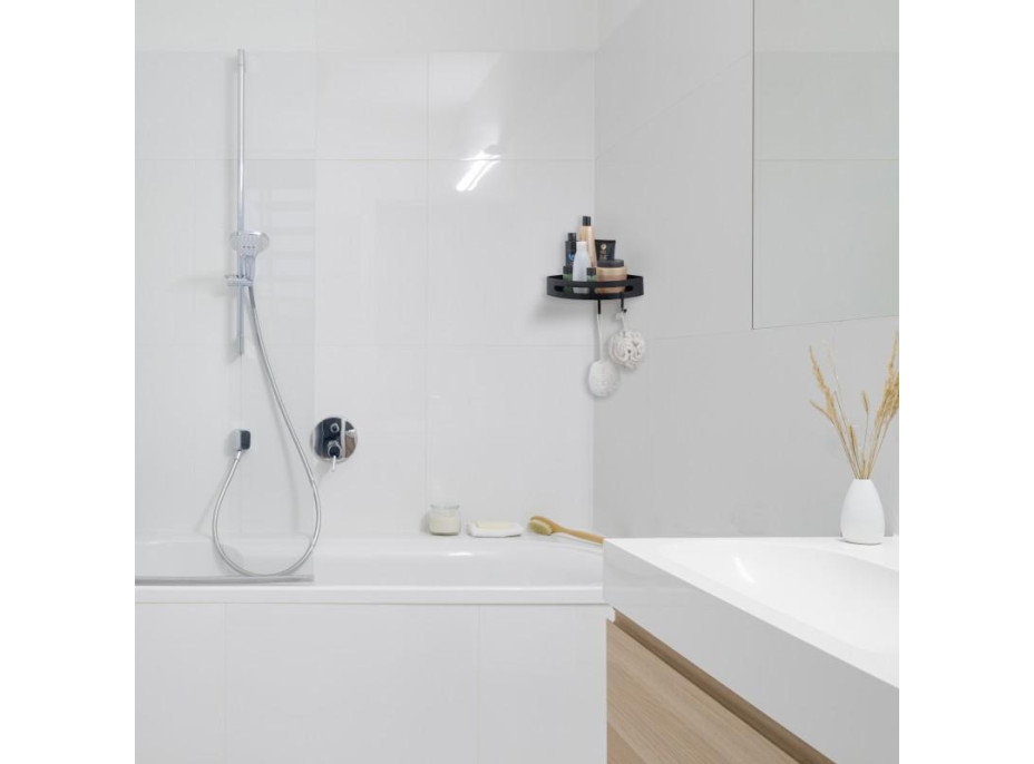 Rohová závesná hliníková polička - CORY - čierna