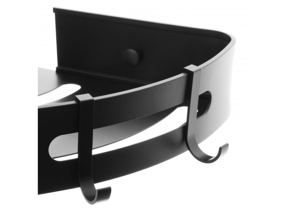 Rohová závesná hliníková polička - CORY - čierna
