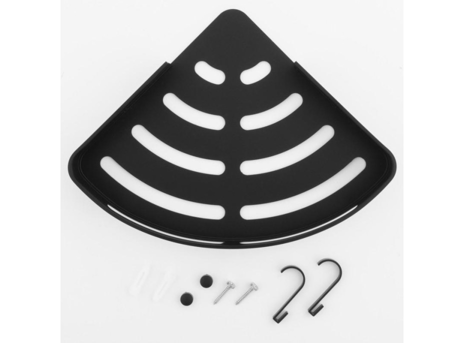 Rohová závesná hliníková polička - CORY - čierna