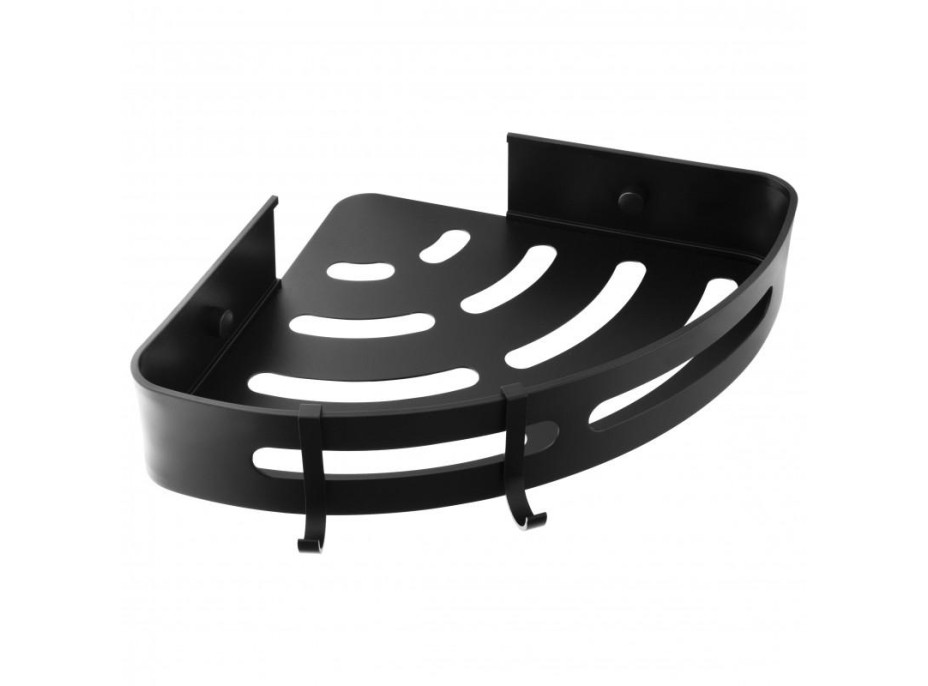 Rohová závesná hliníková polička - CORY - čierna