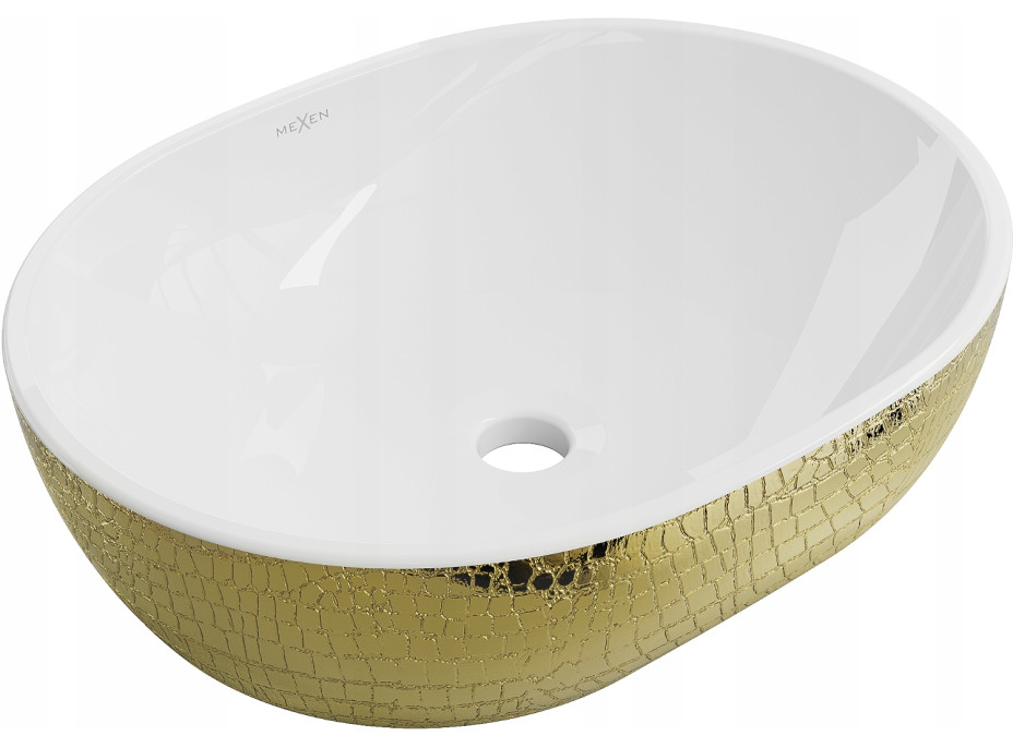 Keramické umývadlo MEXEN VIKI - biele/zlaté šupinové, 21054808