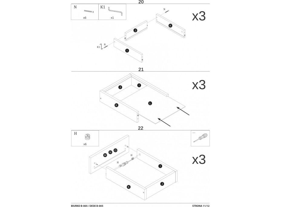 Písací stôl GATE so šuplíkmi - antracitový/dub wotan