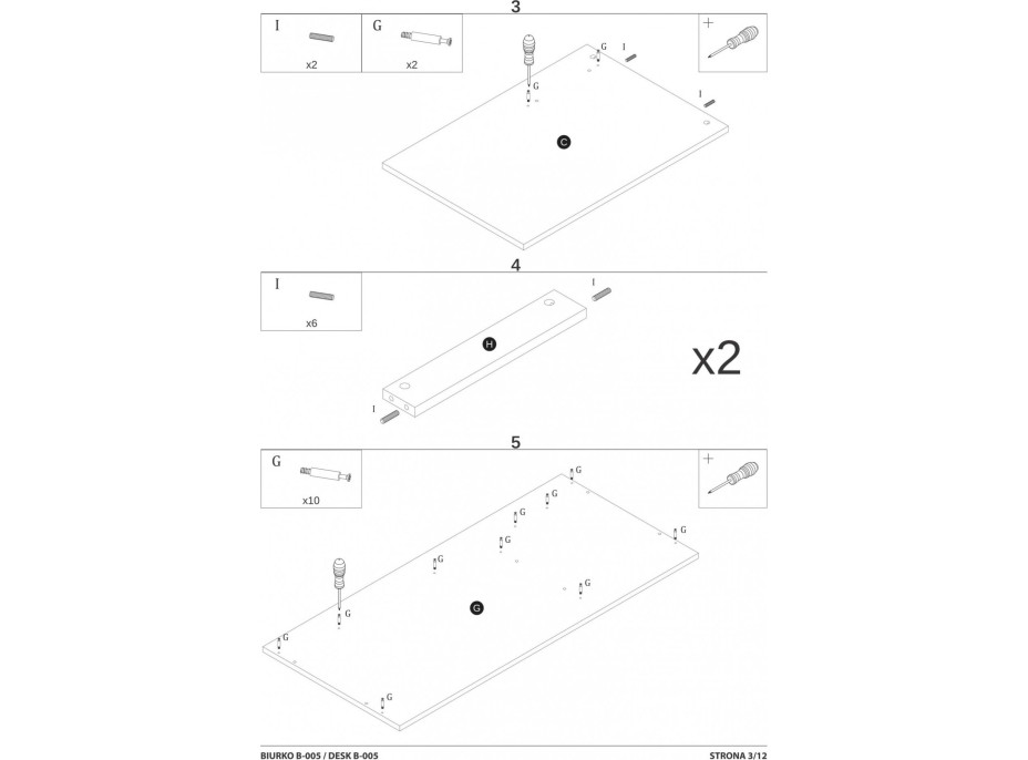 Písací stôl GATE so šuplíkmi - antracitový/dub wotan