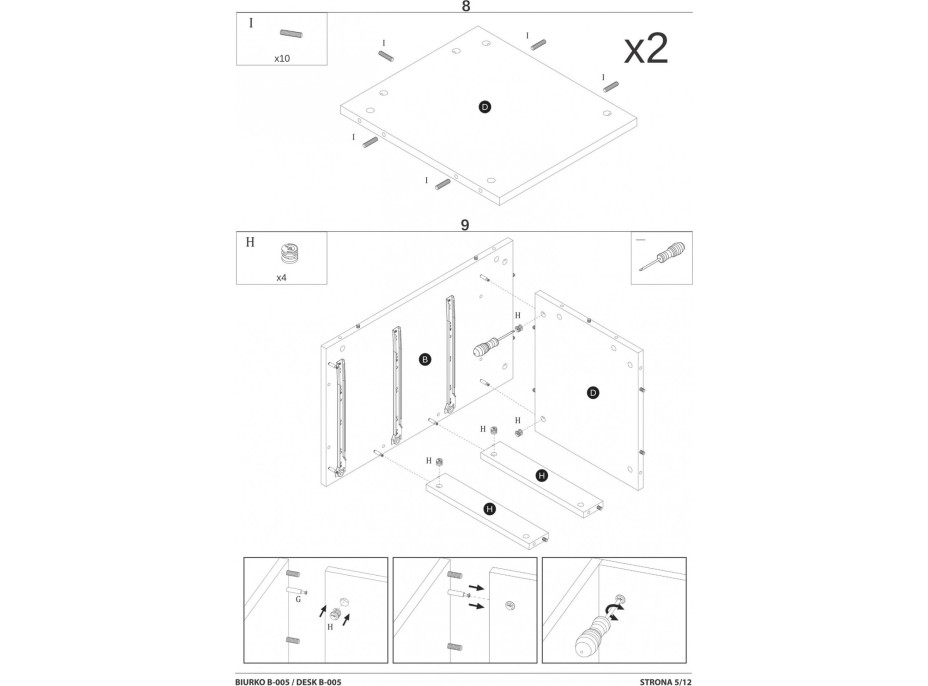 Písací stôl GATE so šuplíkmi - antracitový/dub wotan