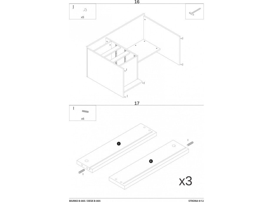 Písací stôl GATE so šuplíkmi - antracitový/dub wotan