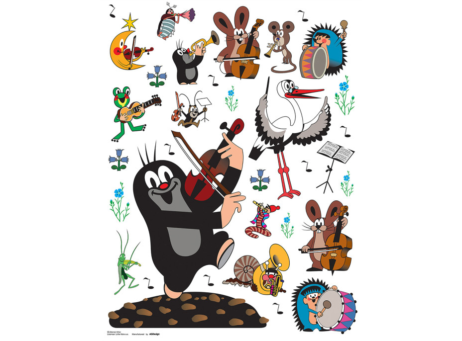 Detská samolepka na stenu - Krtko hrá na husle - 65x85 cm