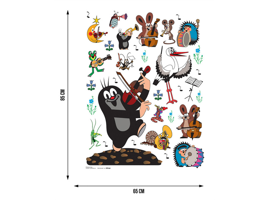 Detská samolepka na stenu - Krtko hrá na husle - 65x85 cm