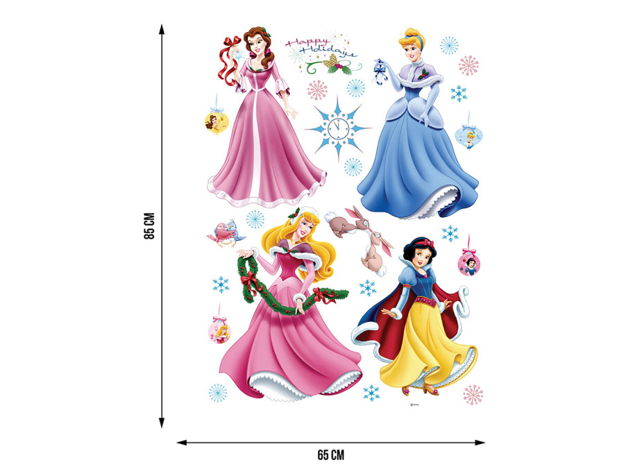 Detská samolepka na stenu - DISNEY - Princezné v zimných šatách - 65x85 cm