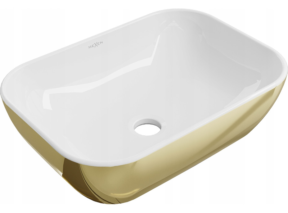 Keramické umývadlo MEXEN RITA - biele / zlaté, 21084506