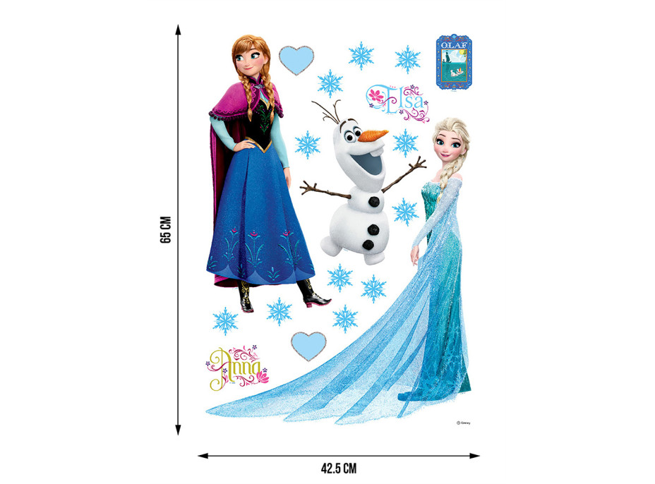 Detská samolepka na stenu - DISNEY - Ľadové kráľovstvo - Anna, Elsa a Olaf - 42,5 x65 cm