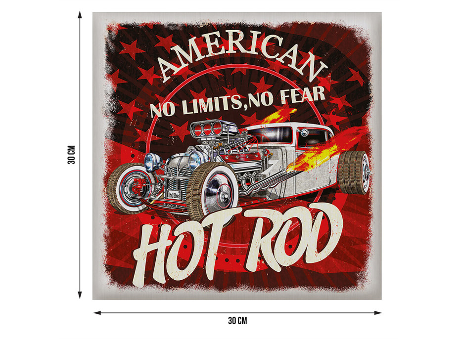 Moderná samolepka na stenu - American Hot rod - 30x30 cm