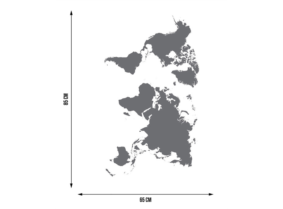 Moderná samolepka na stenu - Strieborná mapa - 65x85 cm