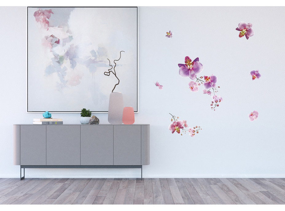Moderná samolepka na stenu - Orchidey - 42,5x65 cm