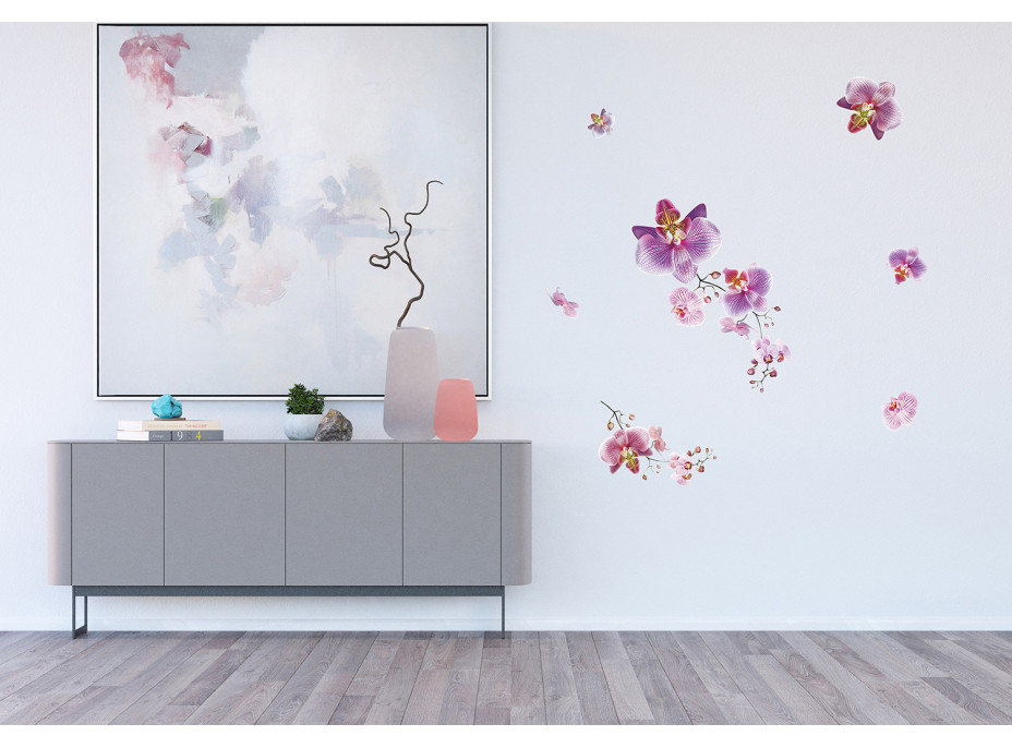 Moderná samolepka na stenu - Orchidey - 42,5x65 cm