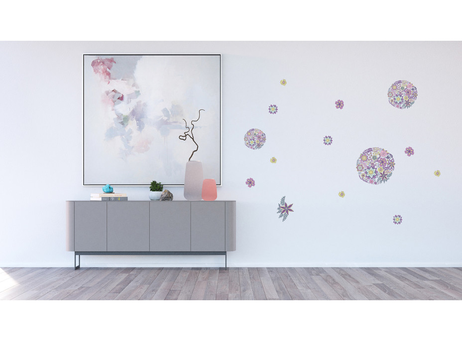 Moderná samolepka na stenu - Kvetinové gule - 65x85 cm
