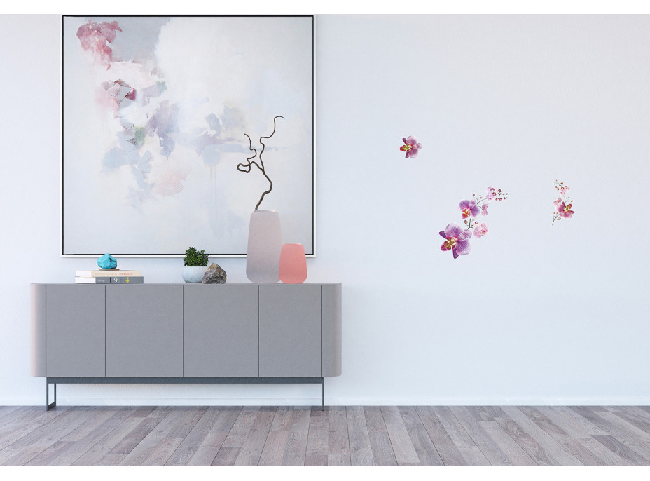 Moderná samolepka na stenu - Orchidey - 30x30 cm