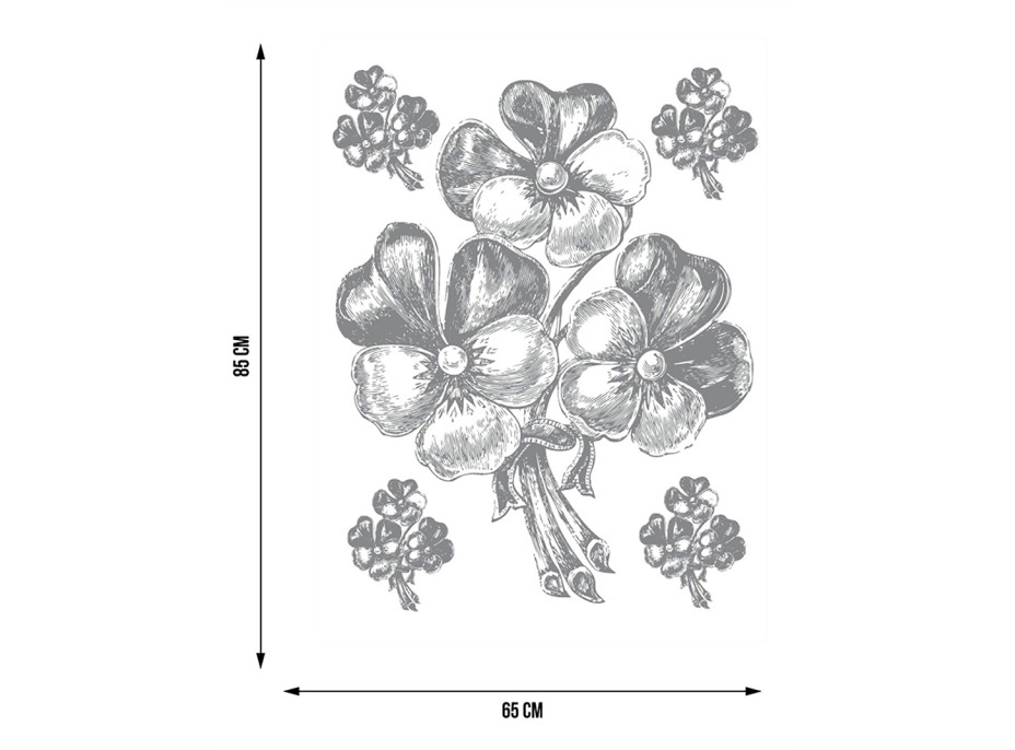 Moderná samolepka na stenu - Strieborná kytica - 65x85 cm