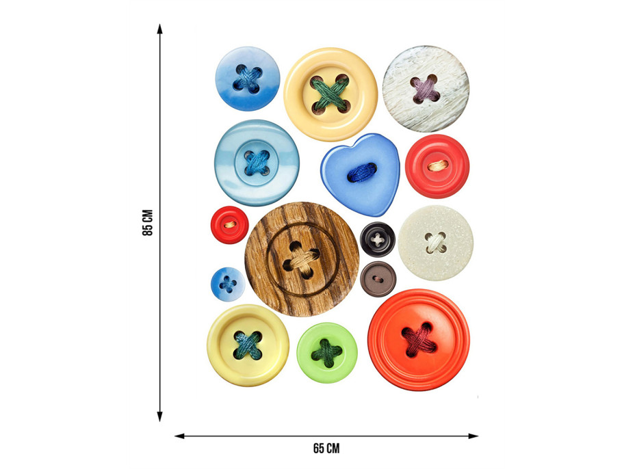 Moderná samolepka na stenu - Farebné gombíky - 65x85 cm