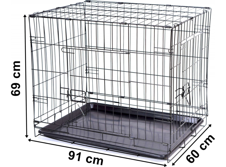 Drôtená klietka pre psov 91 x 60 x 69 cm