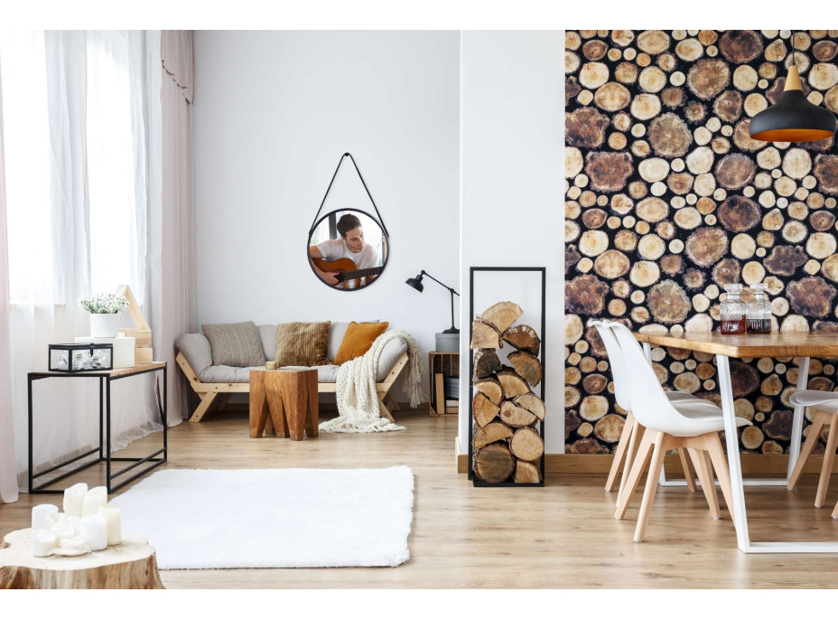 Čierne závesné okrúhle zrkadlo MIRAGE 50 cm