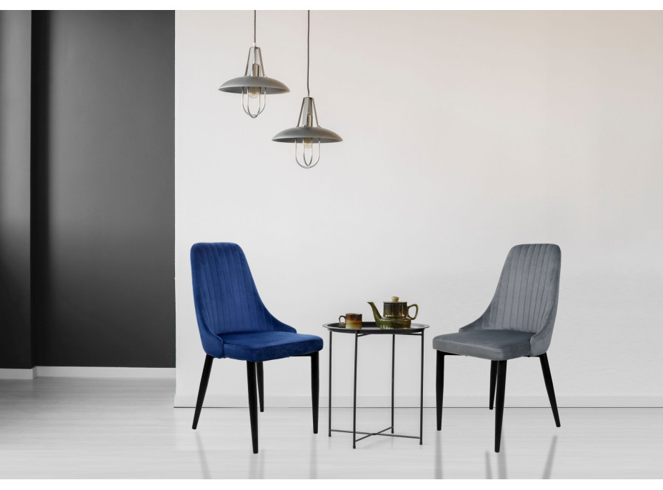 Modrá jedálenská stolička velvet LORIENT