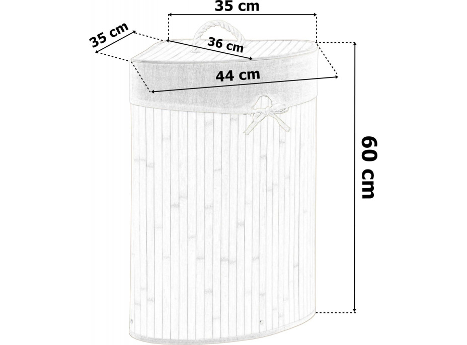 Rohový bambusový kôš s vekom 60L - hnedý