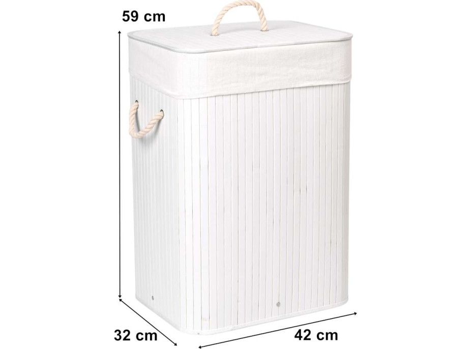 Biely bambusový kôš na bielizeň 80 l