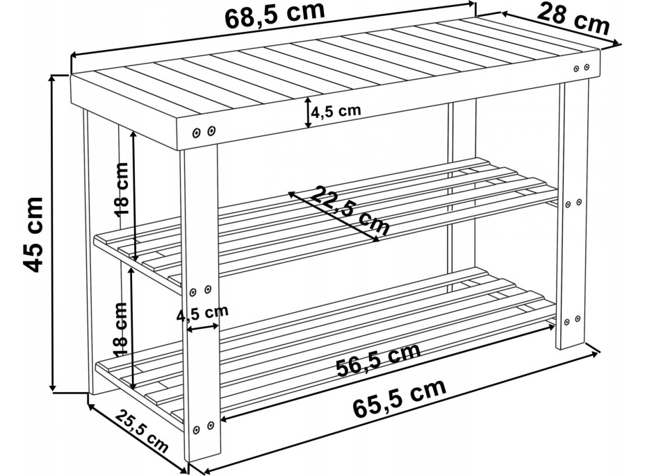 Bambusová lavica s policami na topánky Miloš