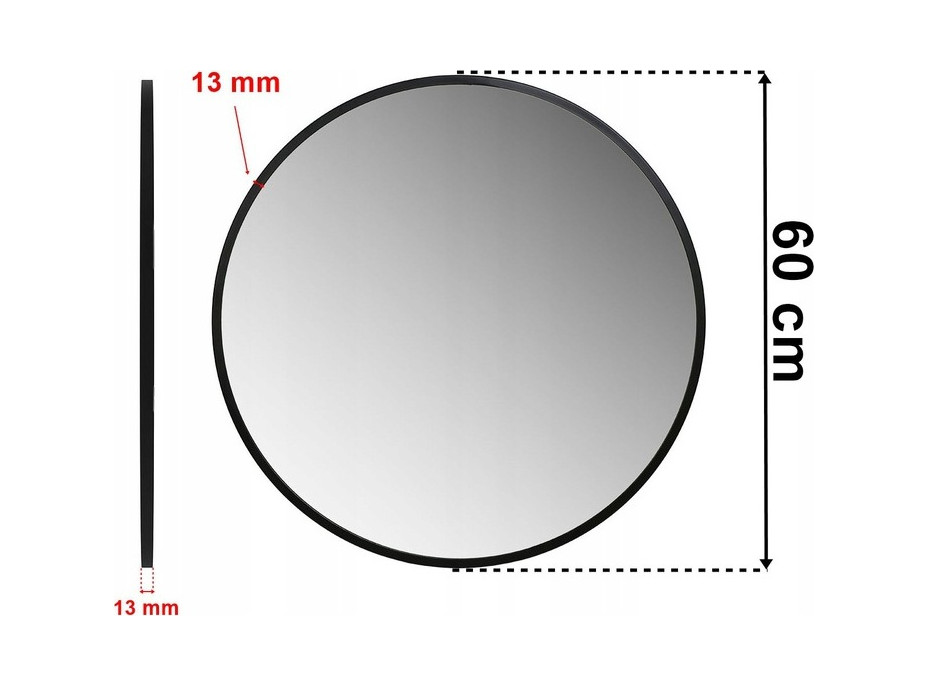 Čierne nástenné zrkadlo Sander 60 cm