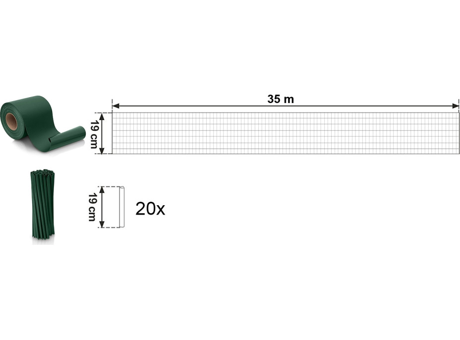 Zelená páska na plot 19 cm x 35 m