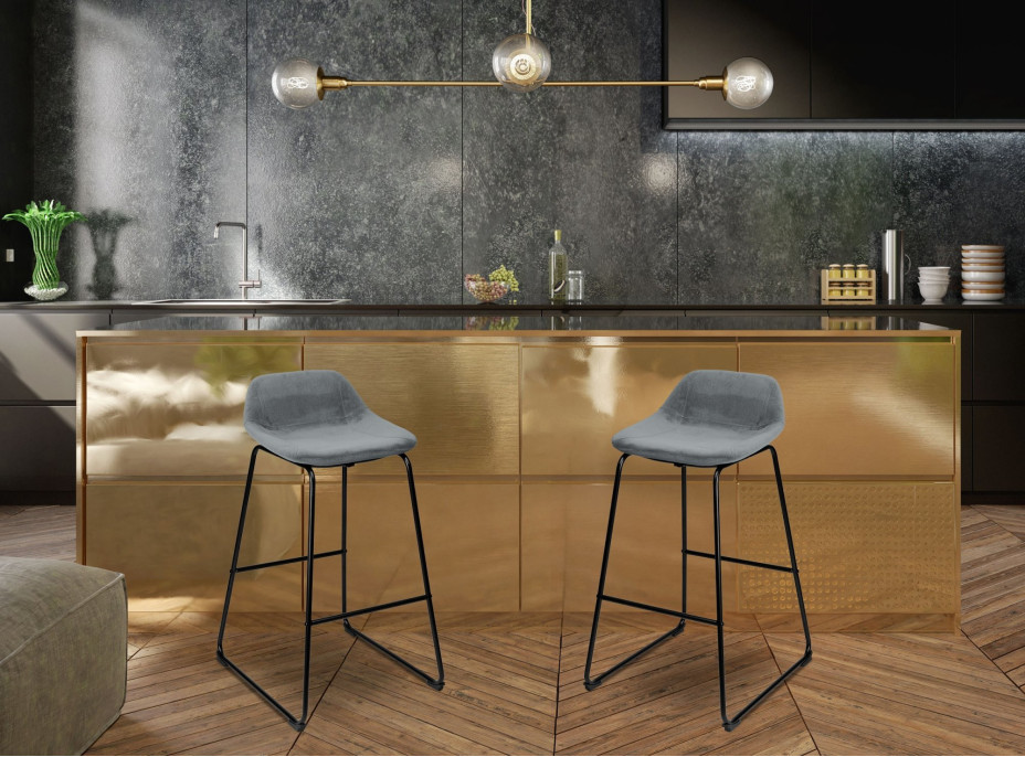 Šedá loftová barová stolička SLIGO - 2 kusy