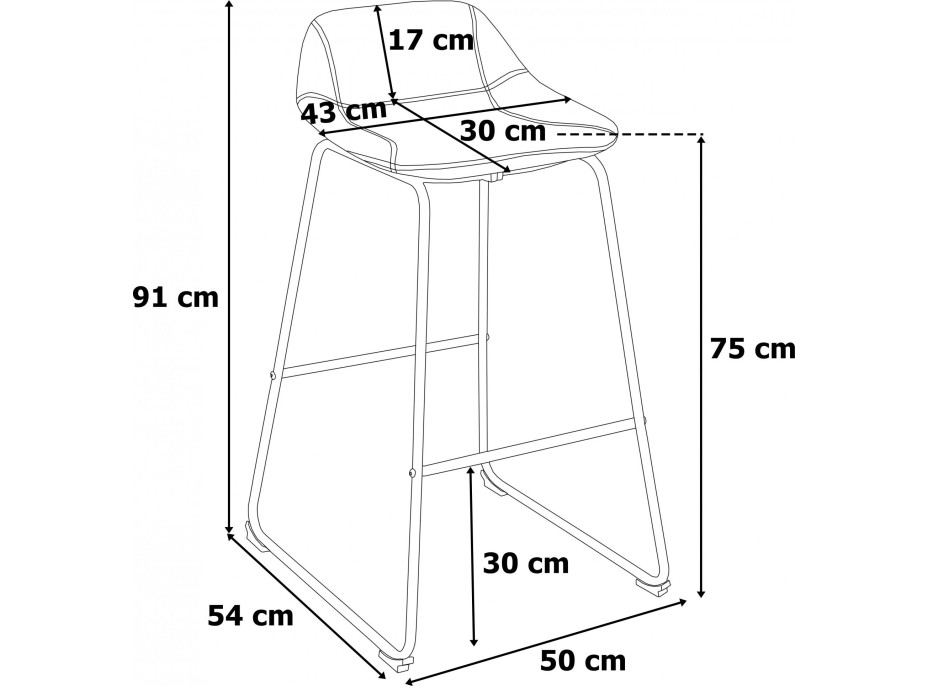 Šedá loftová barová stolička SLIGO - 2 kusy