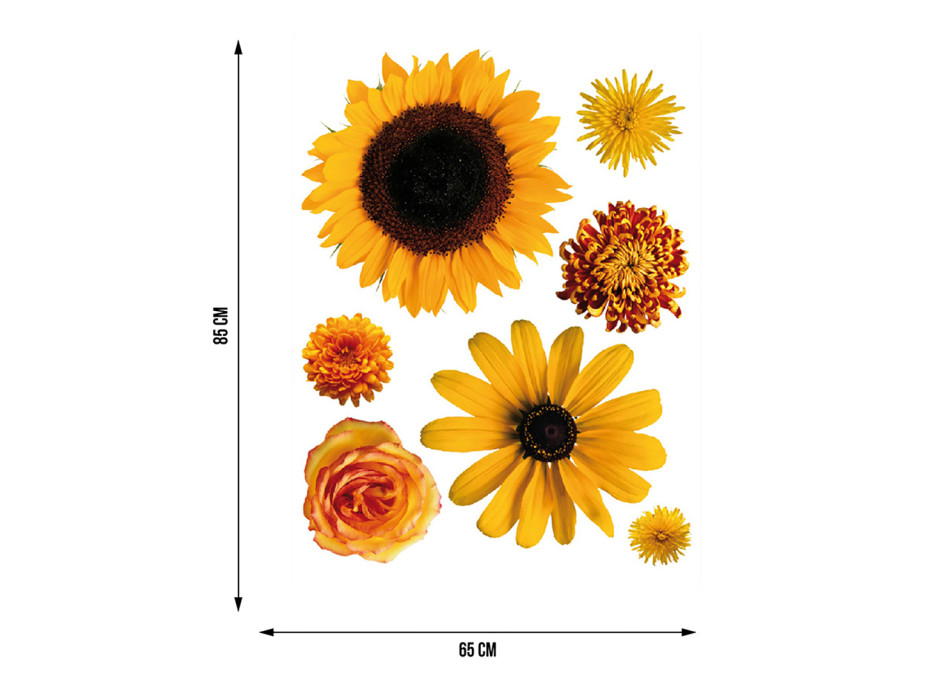 Moderná samolepka na stenu - Žlté kvety a slnečnice - 65x85 cm