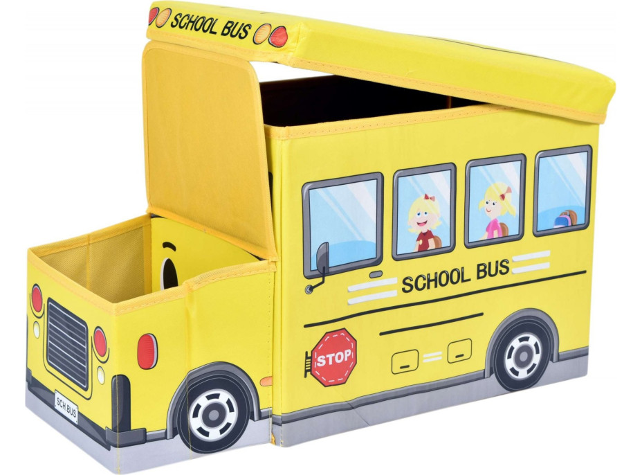 Skladací taburet / kôš na hračky Školský autobus