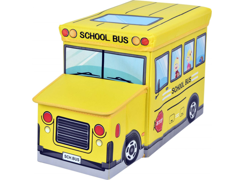 Skladací taburet / kôš na hračky Školský autobus