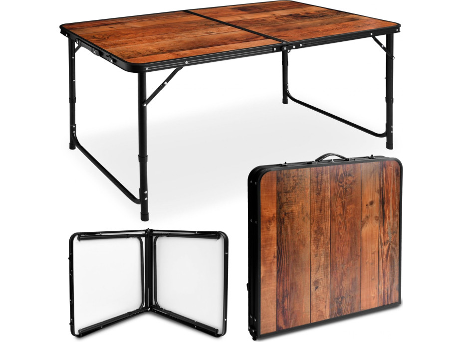 Hnedý campingový rozkladací stôl TRIP 120x60 cm