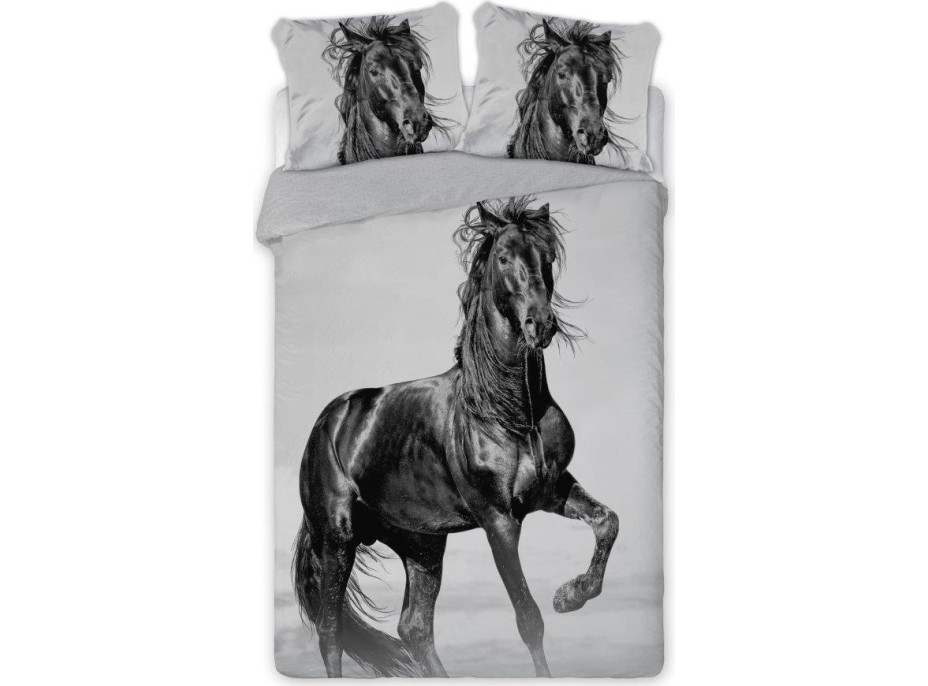 Bavlnené obliečky HORSES exclusive - čierny kôň - 160x200 cm