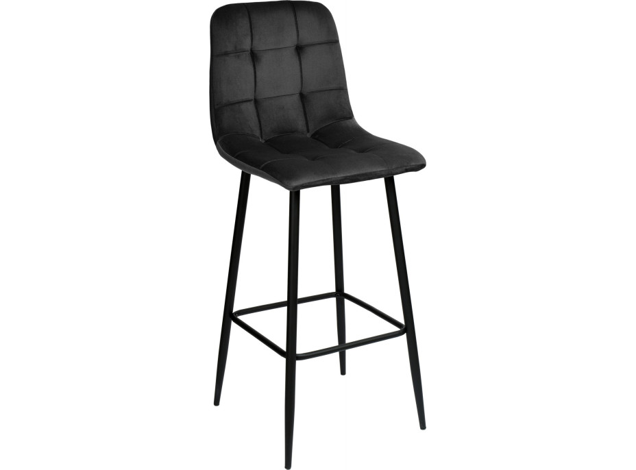 Čierna zamatová barová stolička HAMILTON