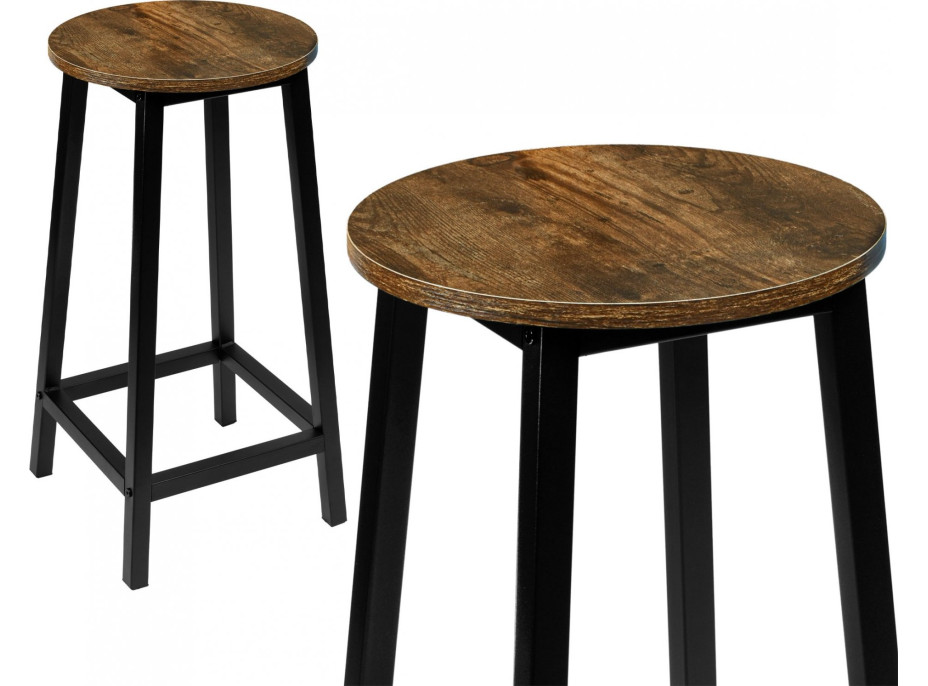 Barová stolička FLINT RUSTIC - čierna / hnedá