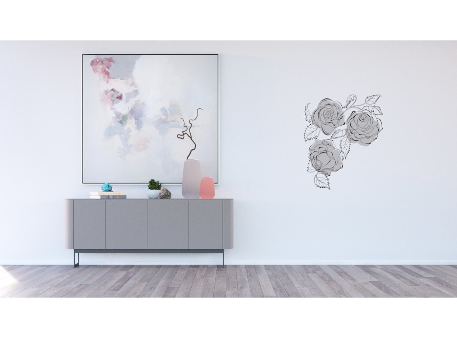 Moderná samolepka na stenu - Čierno-biele ruže - 65x85 cm