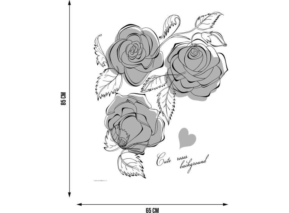 Moderná samolepka na stenu - Čierno-biele ruže - 65x85 cm