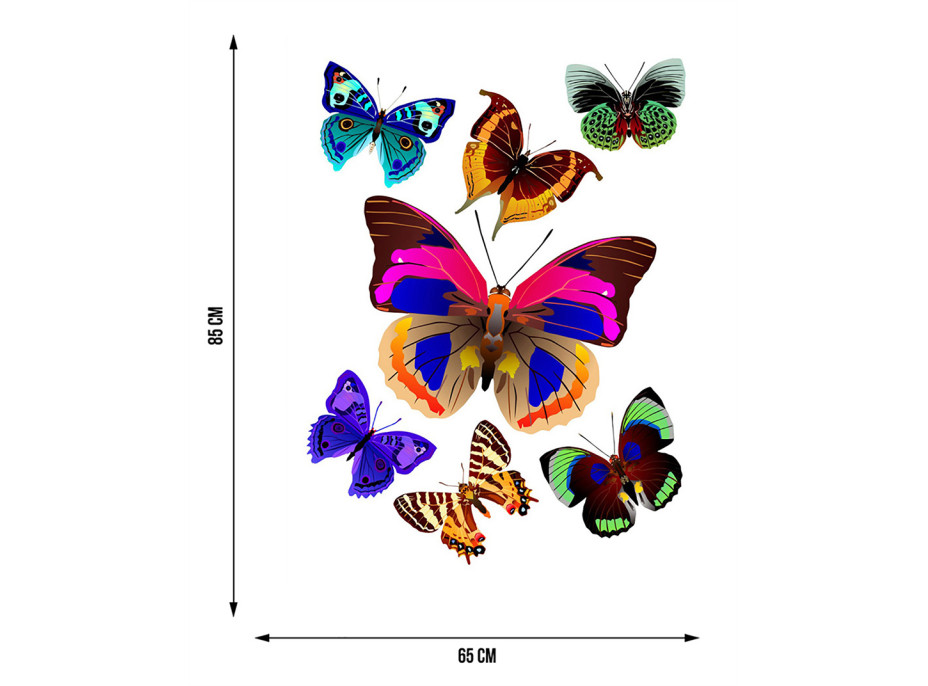 Moderná samolepka na stenu - Farebné motýle - 65x85 cm