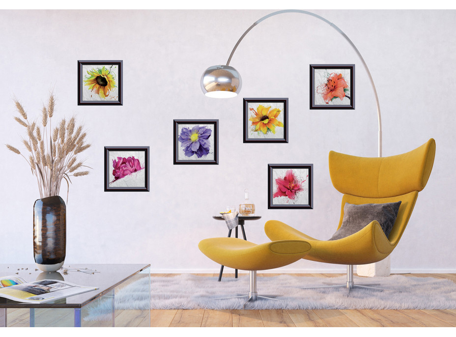 Moderná samolepka na stenu - Kolekcia obrazov s kvetinami - 65x85 cm