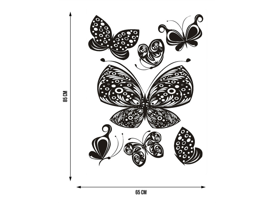 Moderná samolepka na stenu - Čierne kreslenie motýle - 65x85 cm