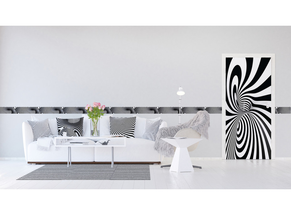 Moderná samolepiaca bordúra - Čiernobiela abstrakcia - 14x500 cm