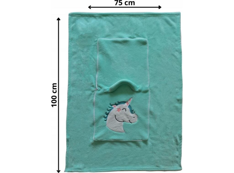 Deka/vankúšik MOOKY 2v1 Jednorožec - mätová