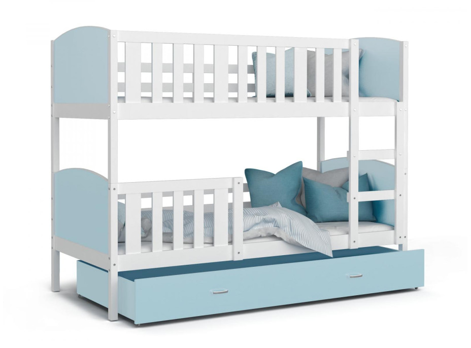 Detská poschodová posteľ so zásuvkou TAMI Q - 190x80 cm - modro-biela